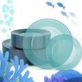 FLOWERCAT 100PCS Clear Blue Plastic Plates by FLOWERCAT