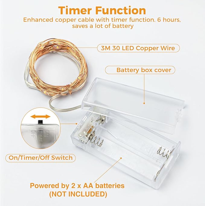 btfarm 6 Pack Fairy Lights Battery Operated - Image 7