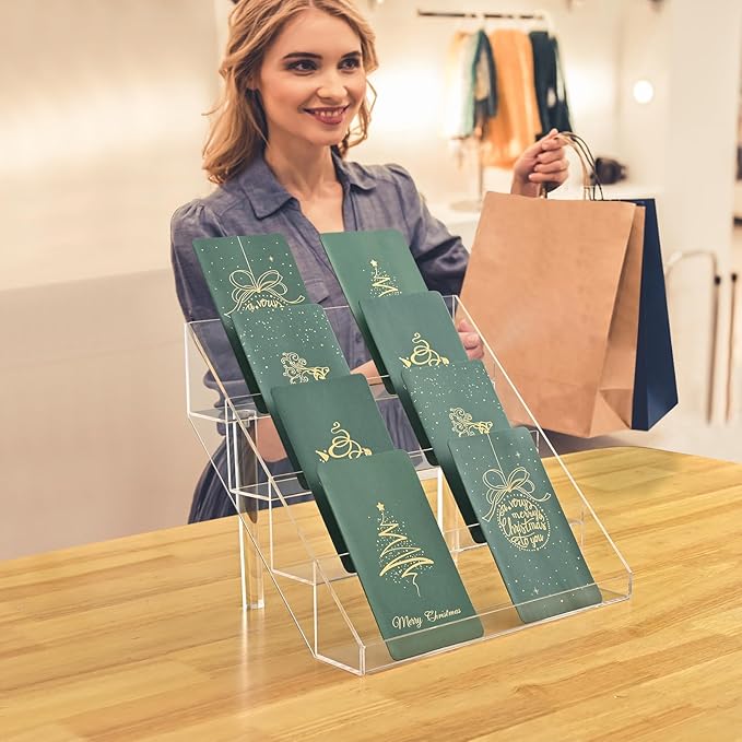 PecMuikee Greeting Card Display, 4 Tiers Clear Acrylic Sticker Display Stand - Image 6