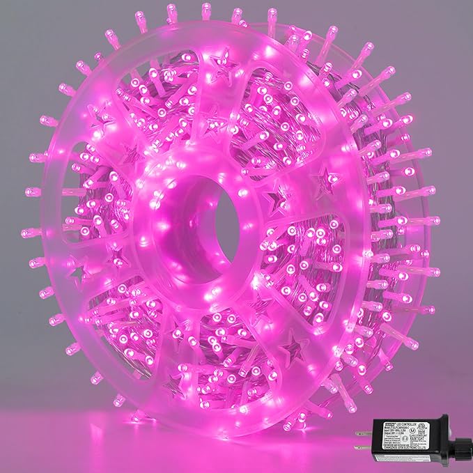 YEGUO Pink String Lights Outdoor Waterproof, 165ft 500 LED Christmas Lights by YEGUO