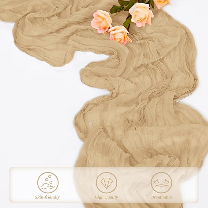 Sand 12 Pack 10FT Cheesecloth Table Runner 20 x 120 Inch Long Rustic Gauze - Image 5
