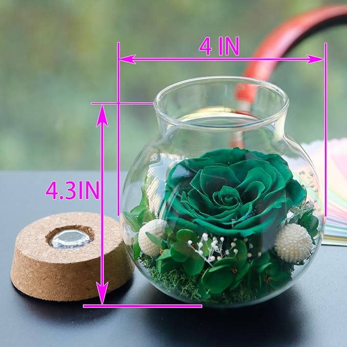 Preserved Real Roses with Colorful Mood Light Wishing Bottle, Eternal - Image 2