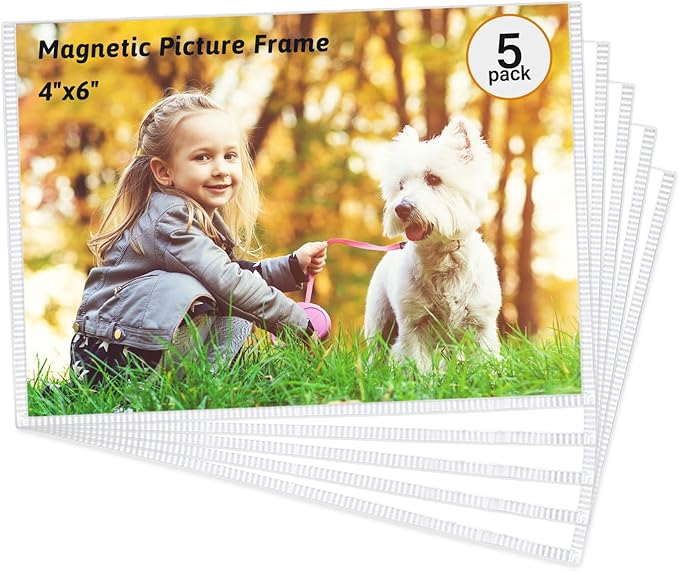 5 Pack Magnetic Picture Frames for Refrigerator, Holds 4 x 6 Inches Photos by ChenTeng