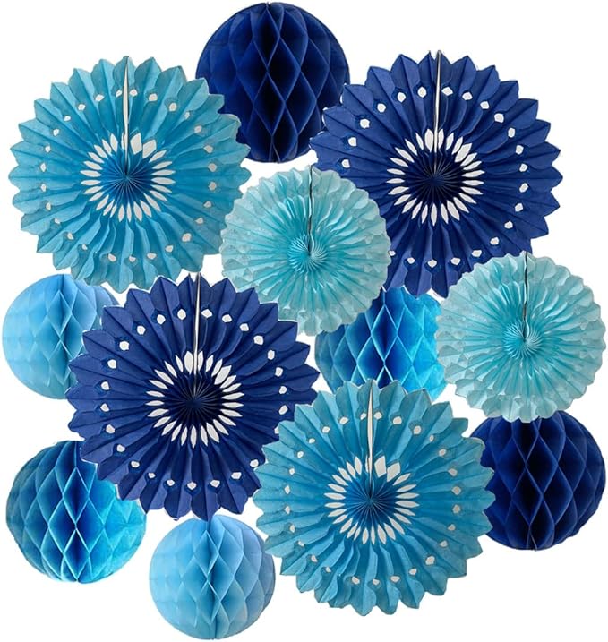 12pcs 6’’ 8’’ Honeycomb Balls Tissue Paper Fans Party Honeycomb Ball Fans Wall by Yangeey