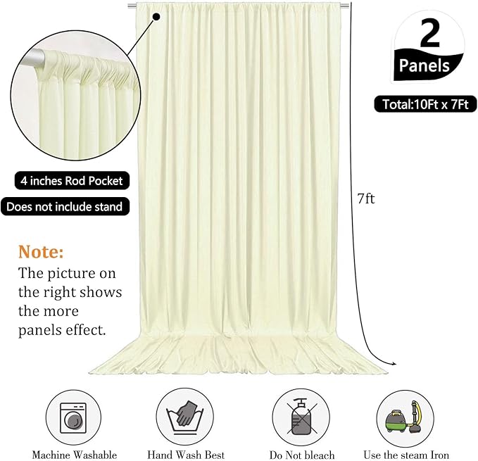 10 x 7 Feet Ivory Backdrop Curtain - Image 2