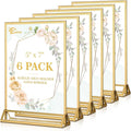 EHWINE 6 Pack Acrylic Sign Holder 5 x 7, Double Sided Gold Picture Frame Stand by EHWINE