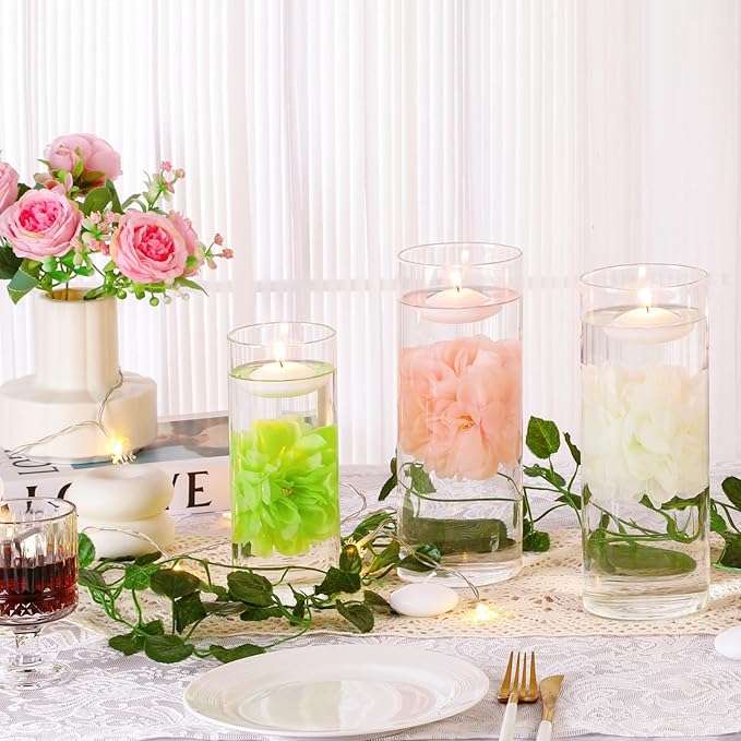 24 Pcs Floating Candles for Centerpieces and Floating Flowers for Centerpieces - Image 4