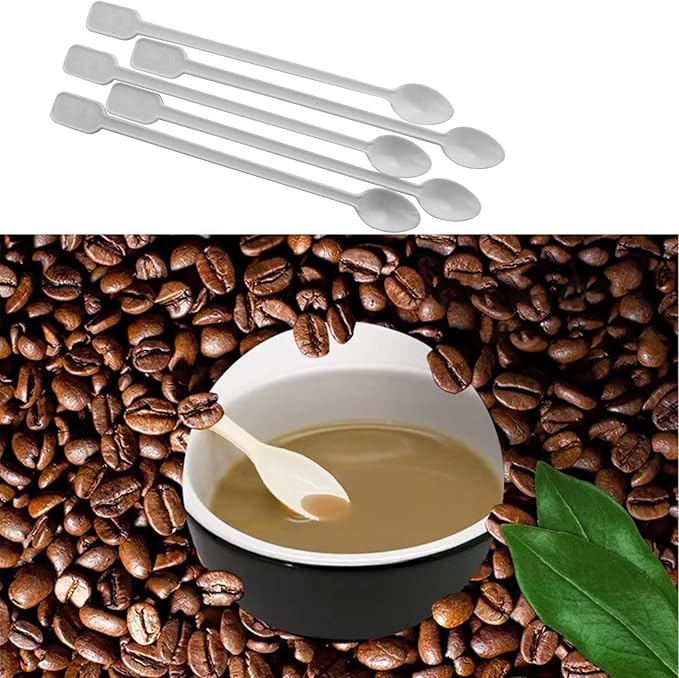 Coffee Spoon 500 PCS Disposable Tiny Coffee Tea Spoon White Plastic Stir - Image 5