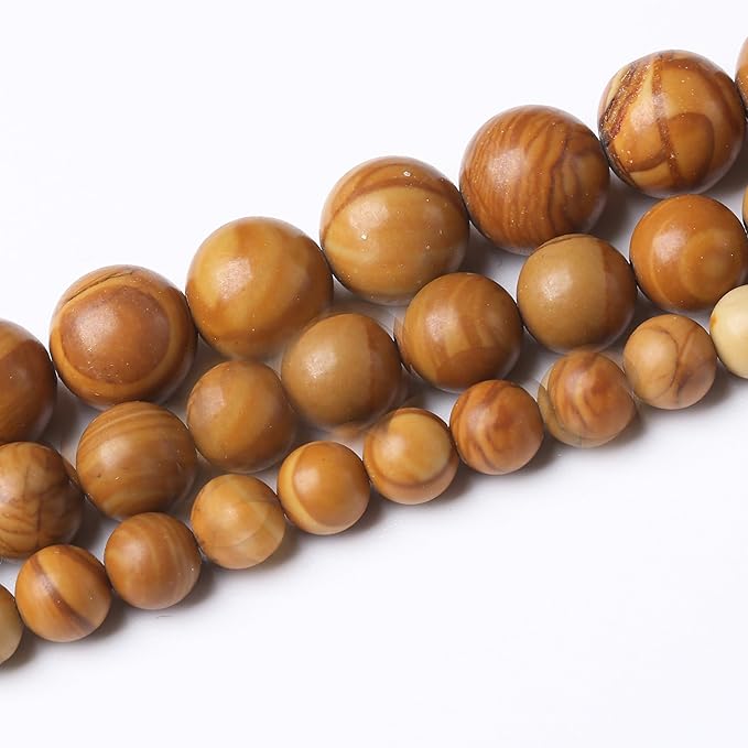 Yellow Woodgrain 4mm Stone Beads - Image 2