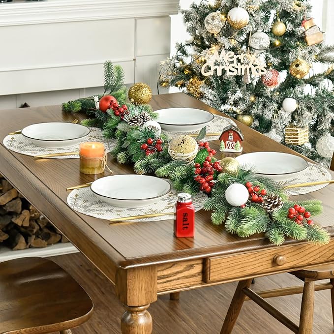 Artoid Mode Beige Snowflake Let It Snow Winter Placemats Set of 8, 14 Inch - Image 5