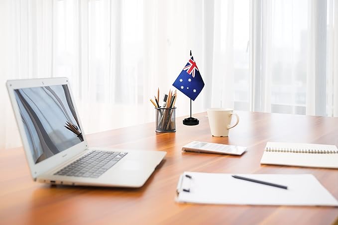 Australia Australian Deluxe Desk Flag Set Small Mini Miniature Australia - Image 4