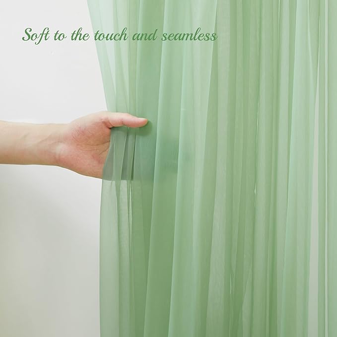10x10ft Olive Green Tulle Backdrop Curtain - Image 4