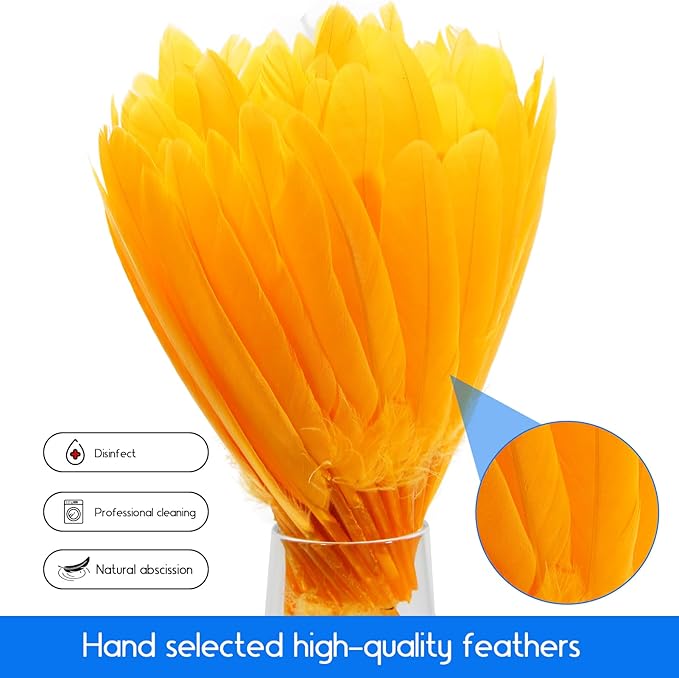 FeelfunFeather 120pcs Golden Yellow Goose Cochettes Feather Natural Bulk 4-6 - Image 3