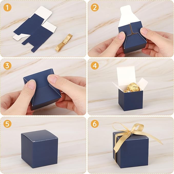 EUSOAR Favor Boxes, Paper Cube Macaron Candy Box Soap Storage - Image 4