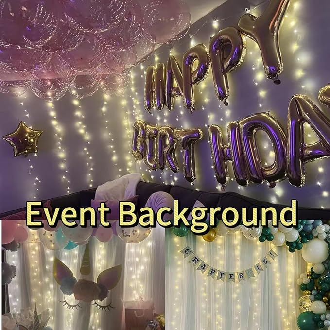 300LED Fairy Curtain Lights, 9.8x9.8Ft Warm White USB Plug in 8 Modes & Timer - Image 4