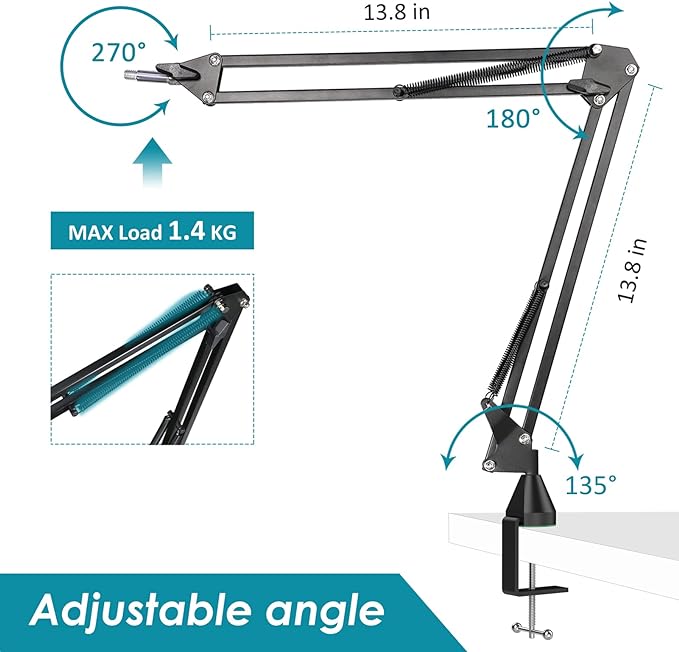 YOUSHARES MV7 Wall Mount Boom Arm Stand - Image 4