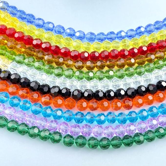 200 PCS 6mm Crystal Glass Beads Round Multiple Faceted Loose Spacer Glass Beads - Image 2