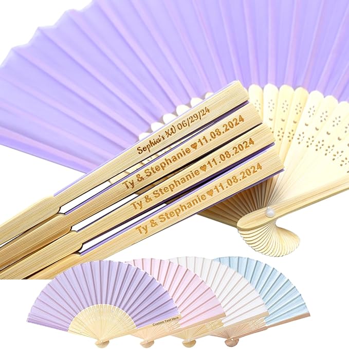 10pcs Personalized Purple Folded Hand Fans, Custom Folding Hand Fans by HaEnLab