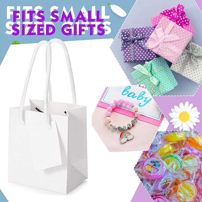 Sherr 100 Pack Mini Gift Bags Bulk, 4 x 2.75 x 4.5 Inches Paper Bags - Image 4