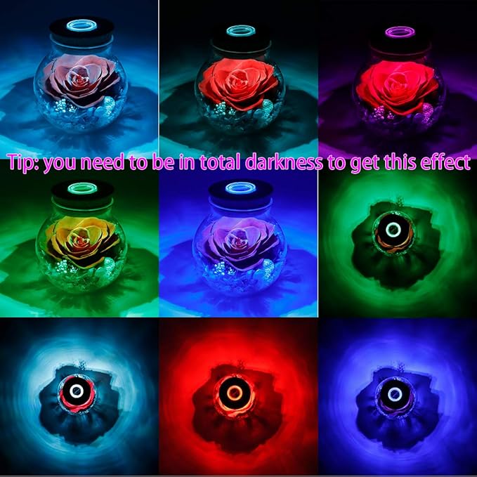 Preserved Real Roses with Colorful Mood Light Wishing Bottle, Eternal - Image 4