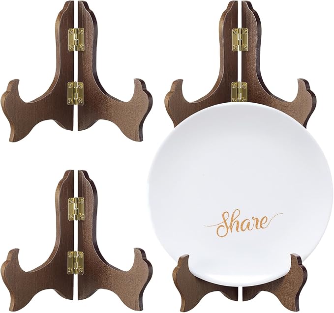 Tatuo 4 Packs Wooden Display Stand Decorative Plate Stands by Tatuo