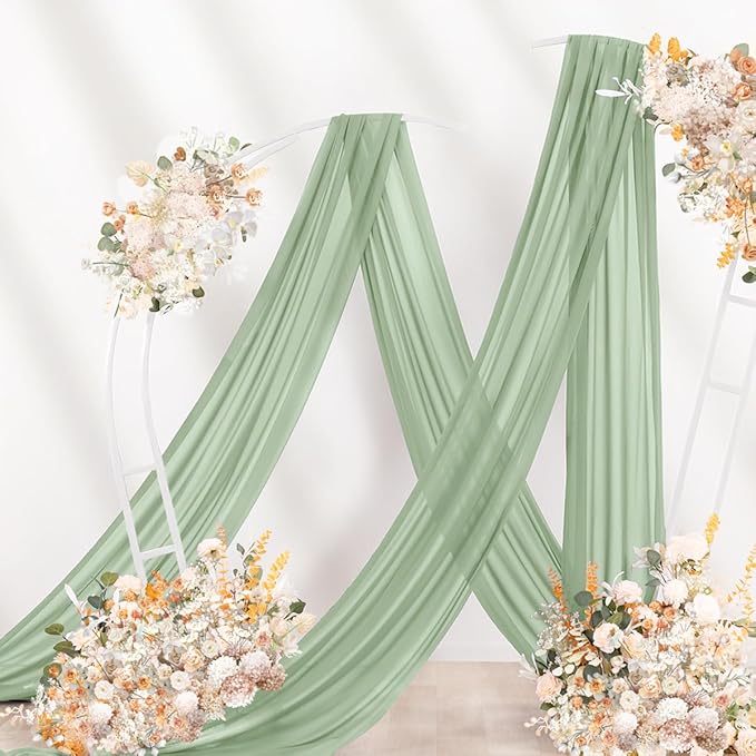 Sage Green Wedding Arch Draping Fabric 29" x 20 FT Wedding Drapes - Image 7