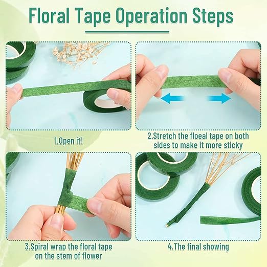 PAXCOO Floral Tape and Wire, Florist Tape and Flower Wire Arrangement Kit - Image 4