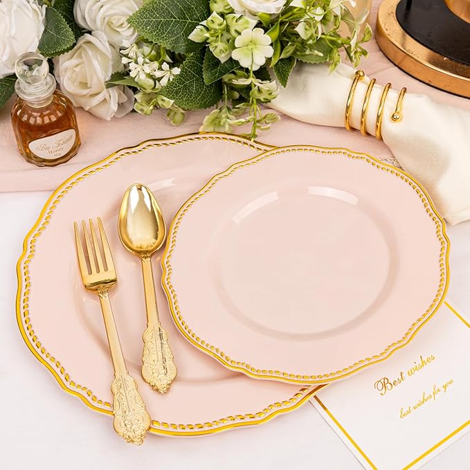 Hioasis 60pcs Pink Plastic Plates - Image 2