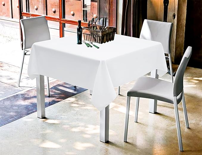 6 Pack White Square Tablecloths 52 x 52 Inch, Stain and Wrinkle Resistant - Image 7