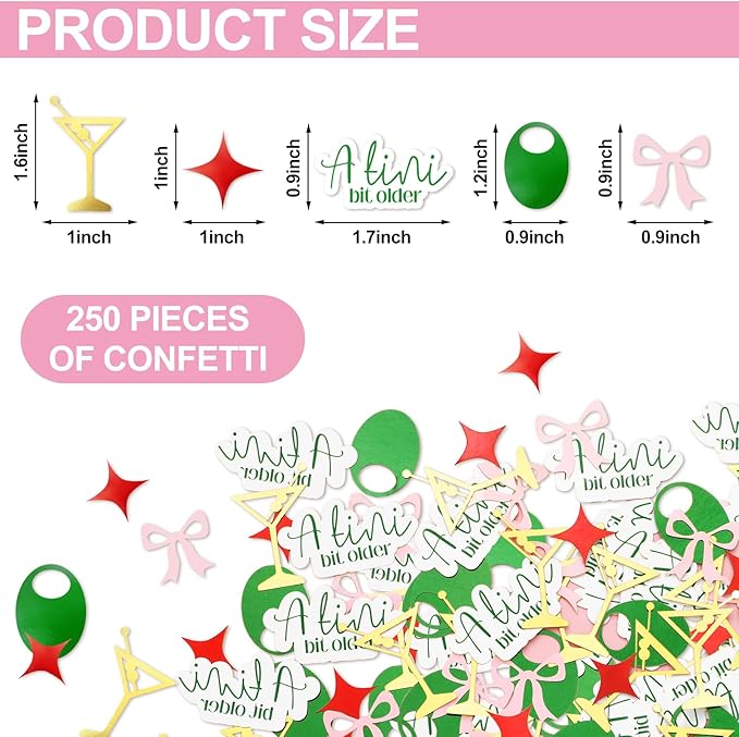 250Pcs A Tini Bit Older Party Decoration Martini Olive Bow Table Confetti 5 - Image 2