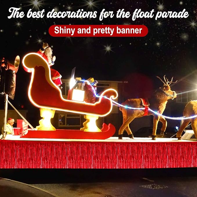 4 Pack 10 Ft Red Foil Fringe Garland Metallic Streamers Tinsel Banner Wall - Image 7