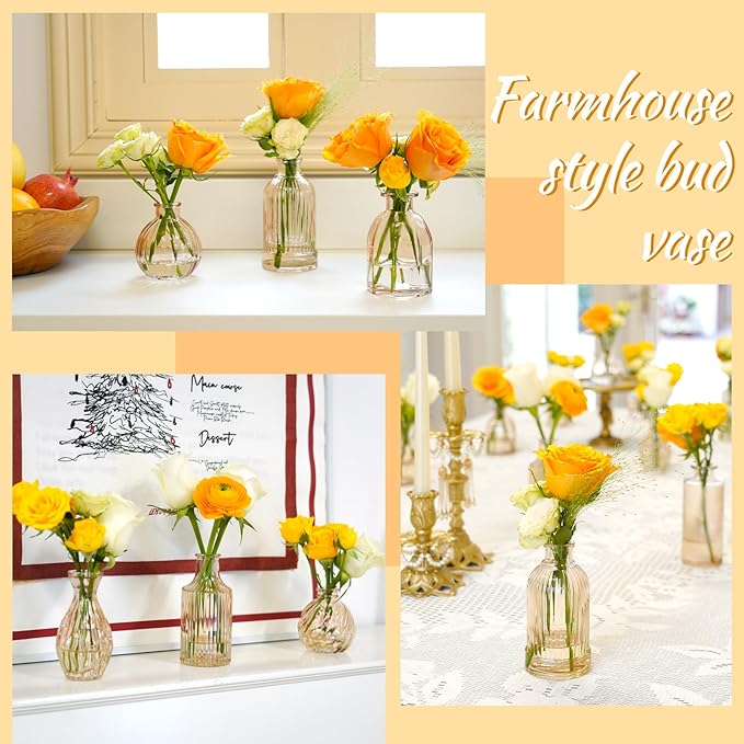Champagne Bud Vases in Bulk 24 Packs Amber Glass Vase - Image 5