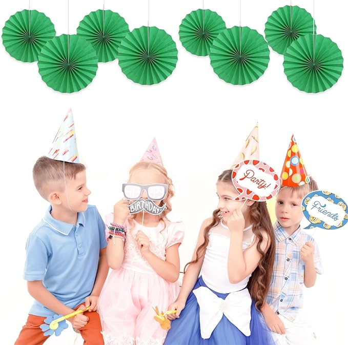 Green Party Decorations, Tennis Party Decorations Party Paper Fans Bulk 12in - Image 5