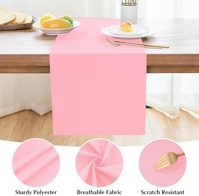 2 Pack Pink Long Table Runner 12 x 108 Inch Solid Color Farmhouse Runners - Image 4