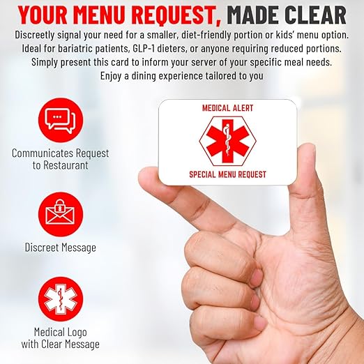 Bariatric Card for Restaurants, Special Menu Request Card, Portion Control - Image 2
