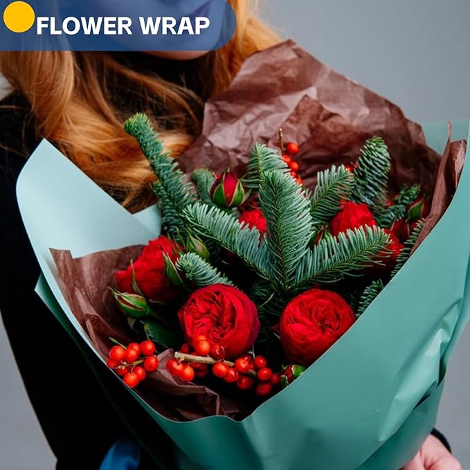 Green Wrapping Paper, Arts and Crafts, Christmas Birthday Bouquet Flower Gift - Image 7