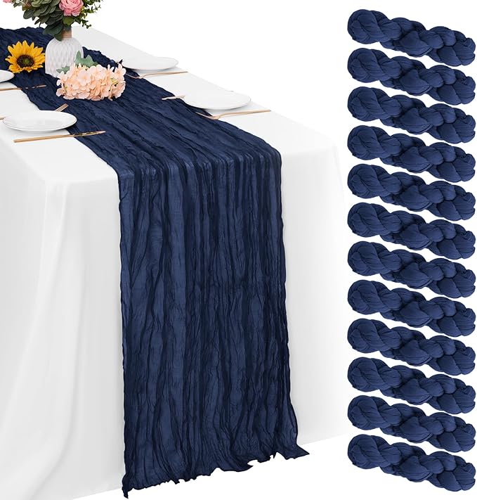 Aktor 12 Pack Navy Blue Table Runner Boho Cheesecloth Table Runner Semi Sheer by Unknown