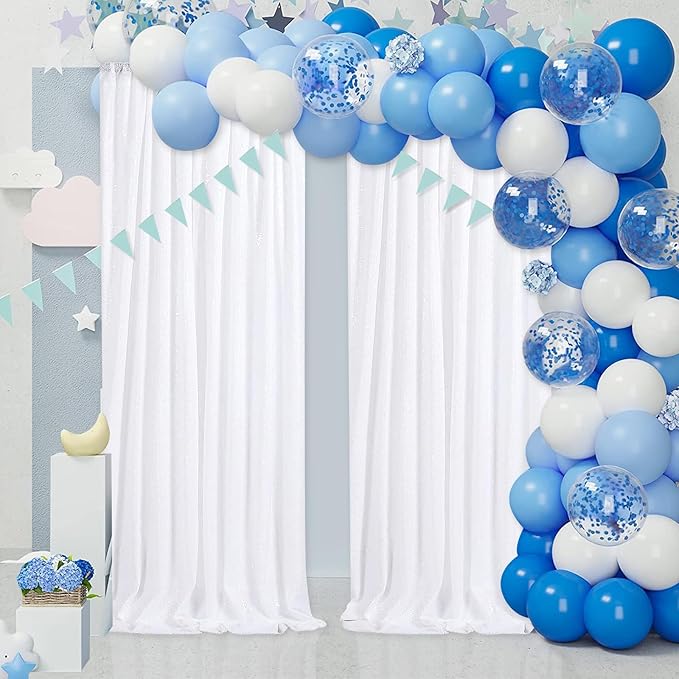 White Sequin Backdrop Curtain 4 Pack 2ft x 8ft Backdrop Birthday Party Backdrop - Image 4