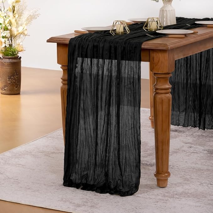 MLMW 4 Pack Halloween Table Runner Cheesecloth Black Boho Gauze Cheese Cloth - Image 4