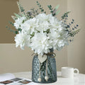 Fake Flowers in Vase, 8 Dahlias, Silk Artificial Flowers in Vase, Centerpiece by SHINFHOMF