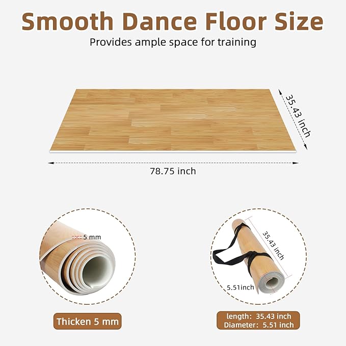 Dance Floor Mat Non-Slip with Shoulder Strap Portable and Dance Resistance Band - Image 3