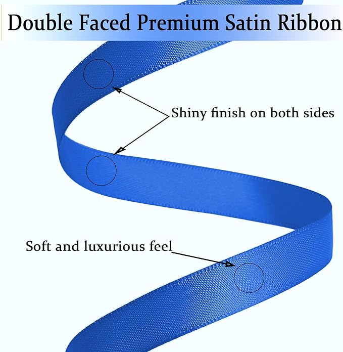 Royal Blue Satin Ribbon Double Faced Satin 1/2 inch x 55 Yards Polyester Ribbon - Image 3