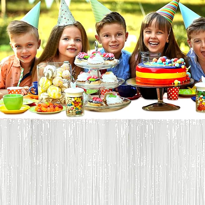 4 Pack 29x108 Inch Metallic Foil Fringe Tinsel Table Skirts - Image 5