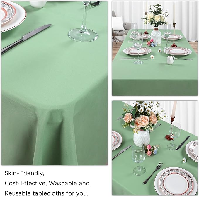8 Pack Sage Green Tablecloth 60 x 102 Inch Rectangular Tablecloths - Image 5