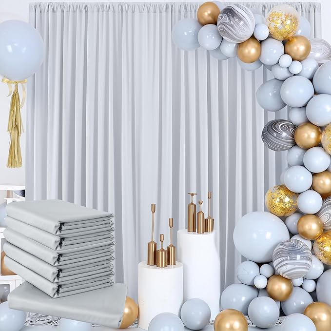 30 ft x 10 ft Wrinkle Free Silver Backdrop Curtain by Outpain