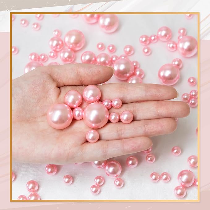 300Pcs Vase Filler Lightpink No Hole Faux Pearl Beads - Image 3