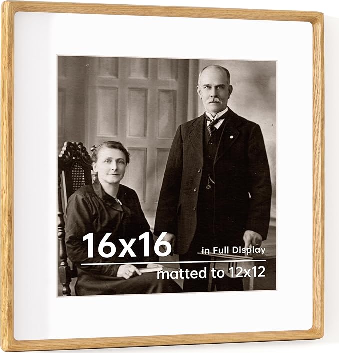 16x16 Picture Frame USA-Sourced Natural White Oak Wood Solid Original Wood by Dreamland