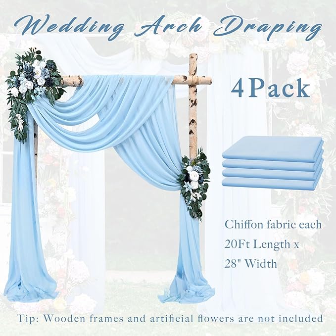 Wedding Arch Drapes Fabric 4 Panels 20Ft Length x 28" Width Baby Blue Arch - Image 6