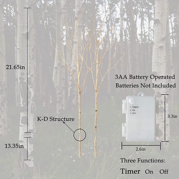 Birchlitland Lighted Birch Branch ​Battery Operated - Image 5