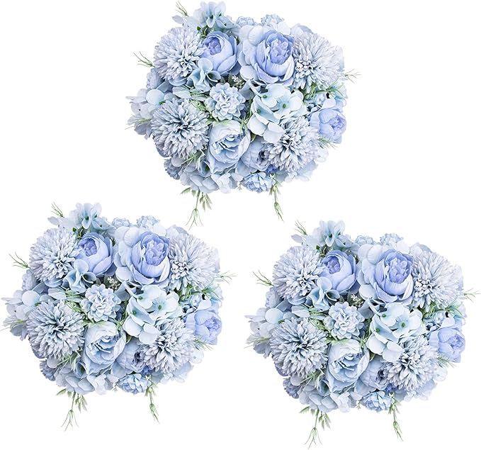 6 Pack Artificial Flowers, Fake Faux Peony Silk Hydrangea Plastic Carnations by DDcafor